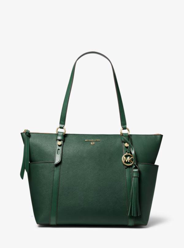 Damske Prenosná Taška Michael Kors Sullivan Large Saffiano Leather Top-Zip Olivovo Zelená - Kabelky Michael Kors Sleva | ABWYS-8361